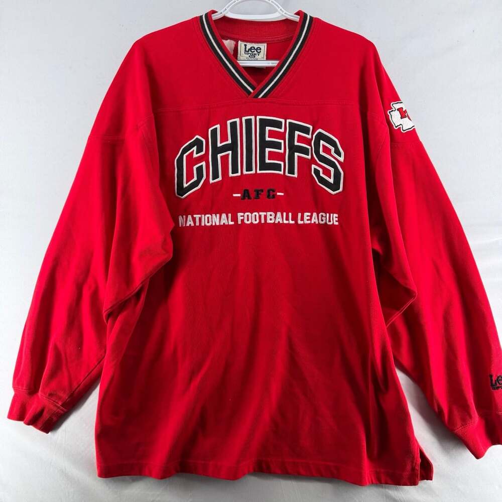 1545 Lee Sport Vintage Kansas City Chiefs V-Neck Sweatshirt Size XL